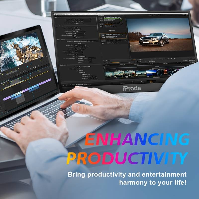 IPRODA 15.6 Inch Portable Monitor FHD 1920x1080p IPS Gaming Monitor with Protective Case