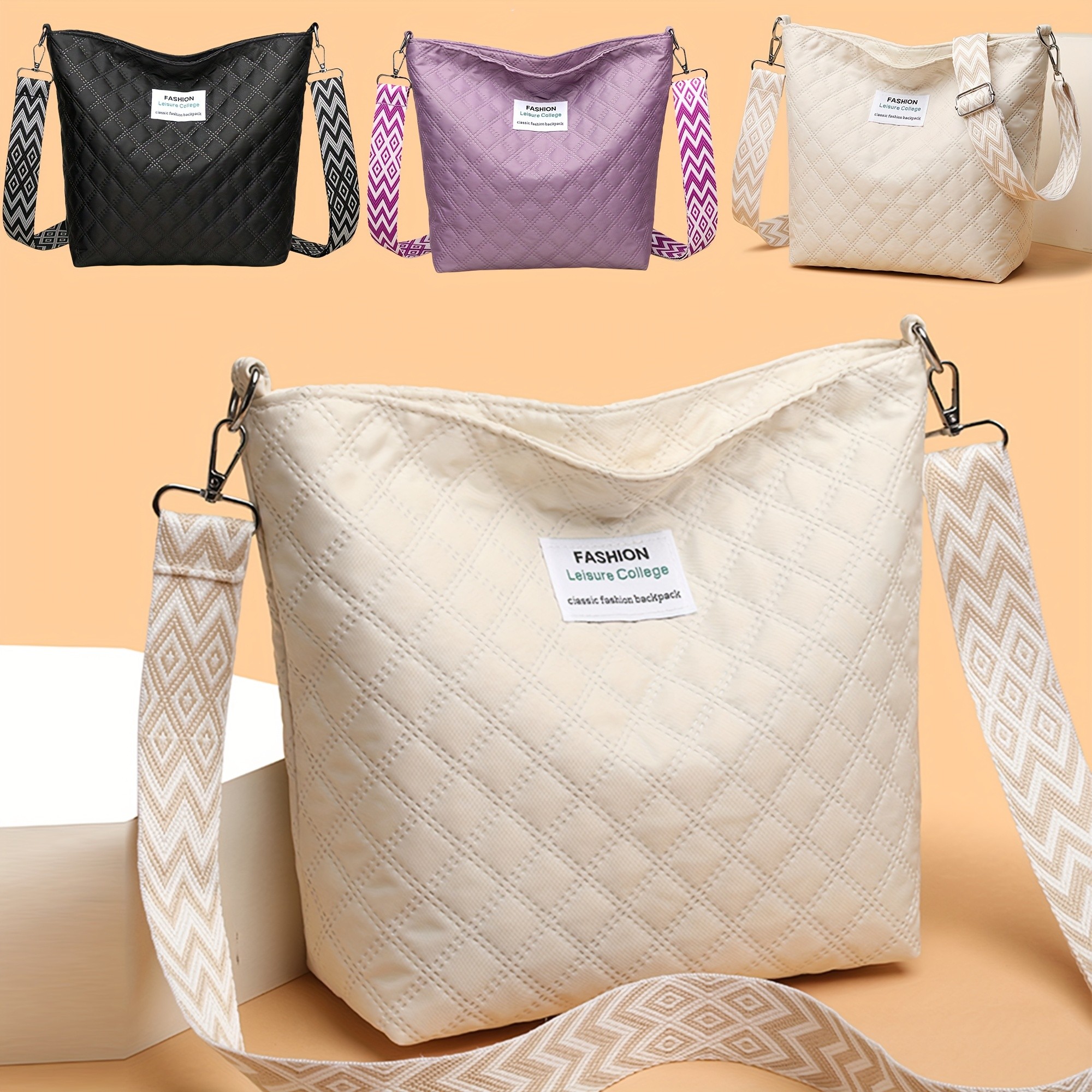 Perfect Lily Fashion Quilted Nylon Crossbody Bag