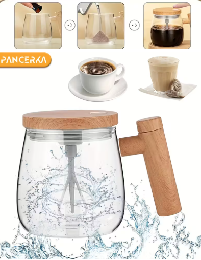 PANCERKA High Borosilicate Glass Electric Self-Stirring Mug
