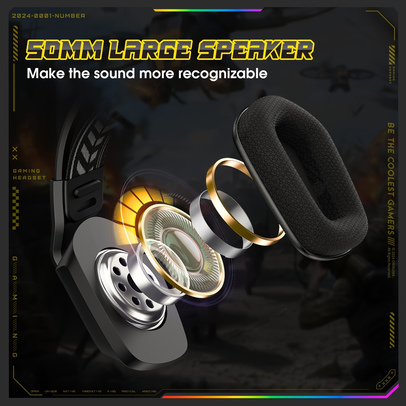 ONIKUMA Gaming Headset  Immersive Surround Sound with RGB Lighting & Noise-Cancelling Mic