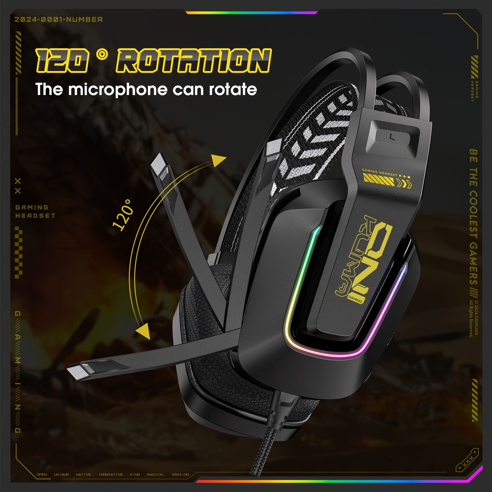 ONIKUMA Gaming Headset  Immersive Surround Sound with RGB Lighting & Noise-Cancelling Mic