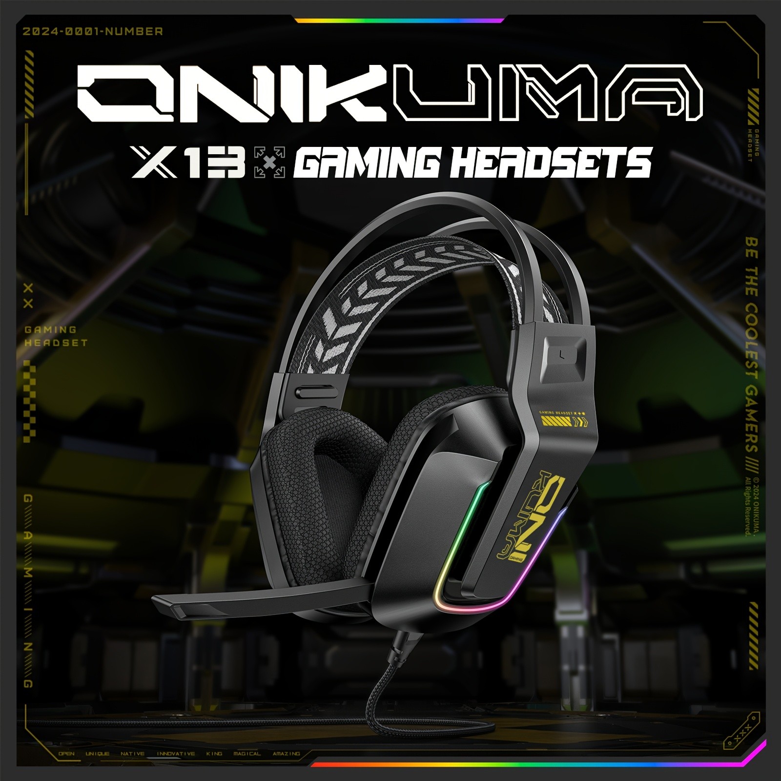 ONIKUMA Gaming Headset  Immersive Surround Sound with RGB Lighting & Noise-Cancelling Mic