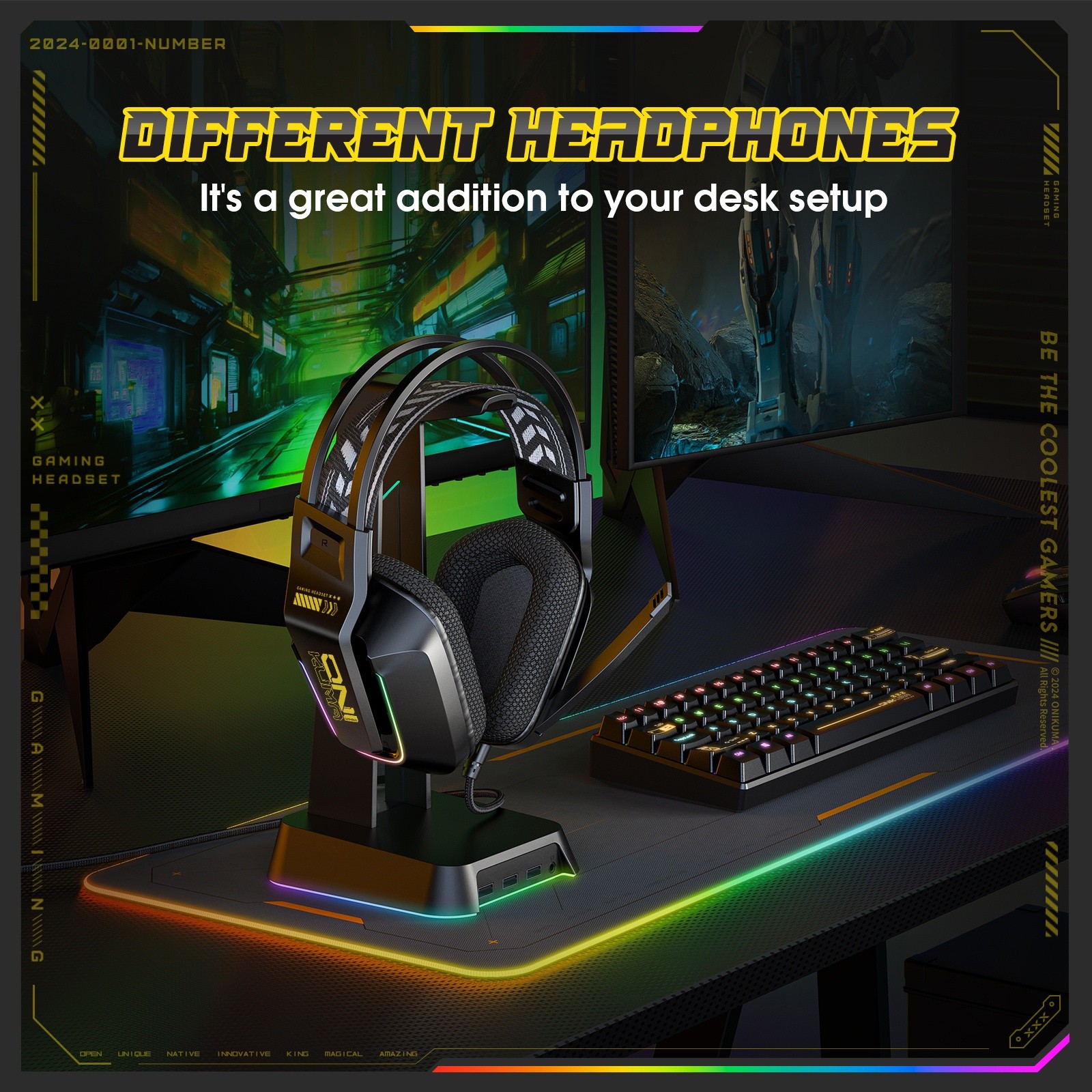 ONIKUMA Gaming Headset  Immersive Surround Sound with RGB Lighting & Noise-Cancelling Mic