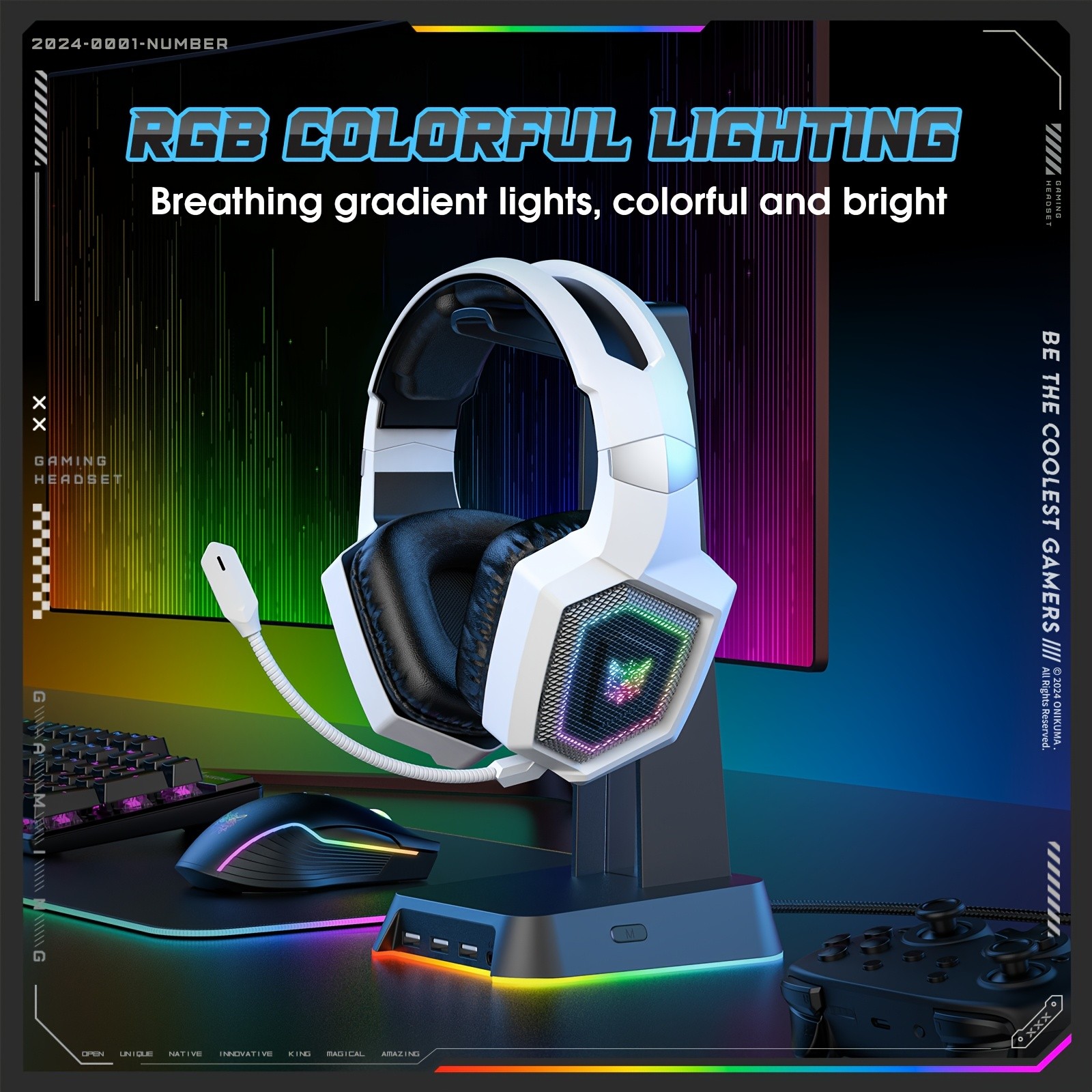 ONIKUMA Wireless 2.4G Gaming Headset  Seamless Connectivity with Long Battery Life and Lossless Audio