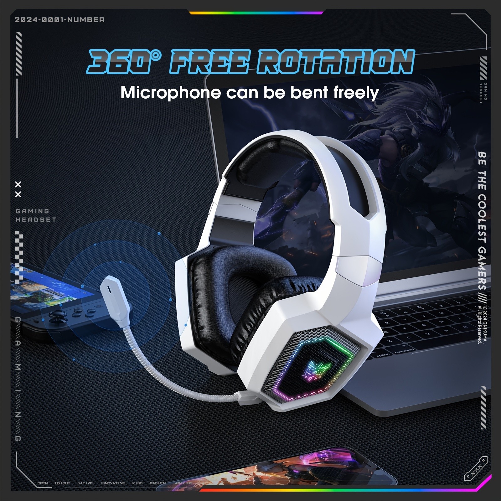 ONIKUMA Wireless 2.4G Gaming Headset  Seamless Connectivity with Long Battery Life and Lossless Audio