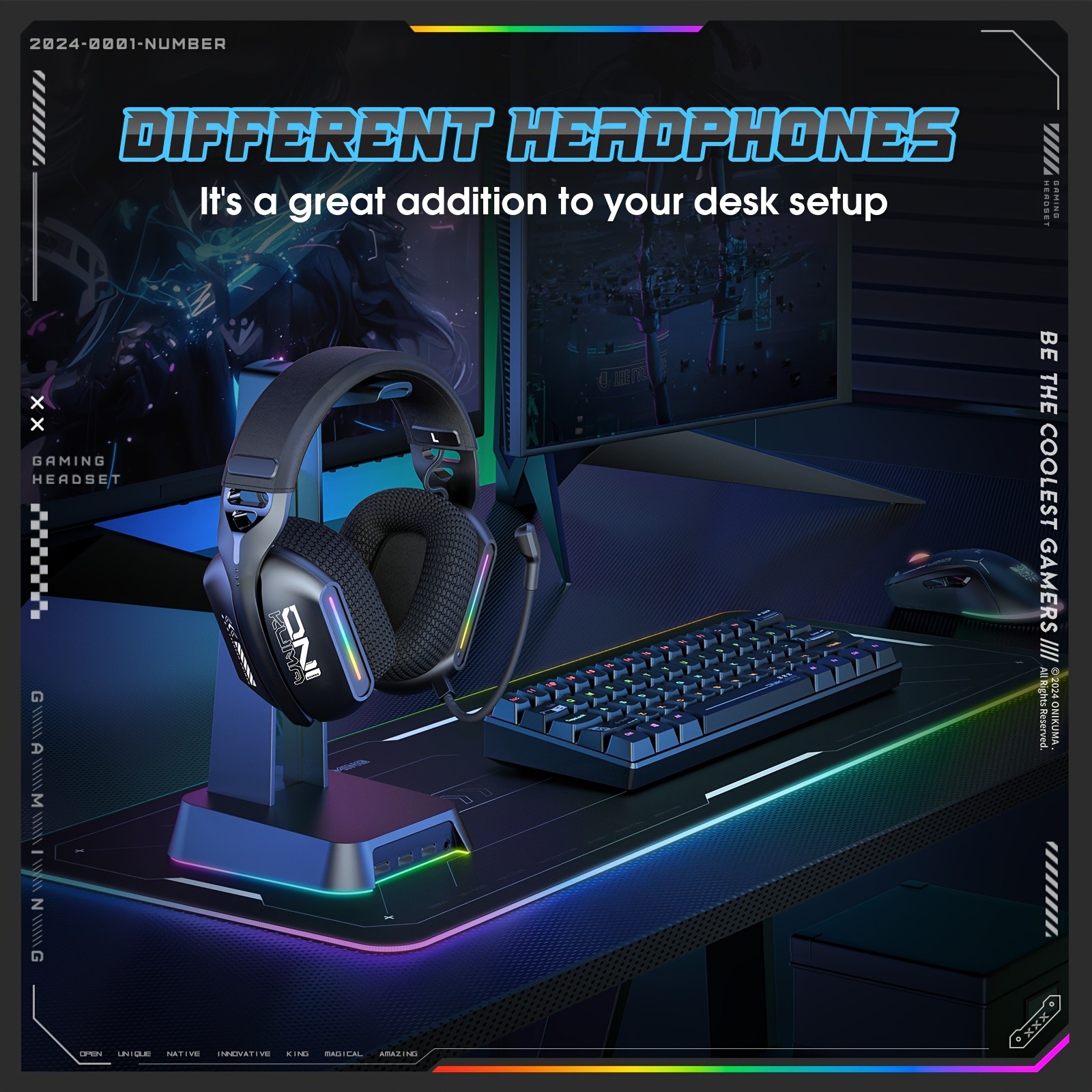 ONIKUMA GT808 Three Mode Wireless E-Sports Headset  Versatile Connectivity with Crystal Clear Sound