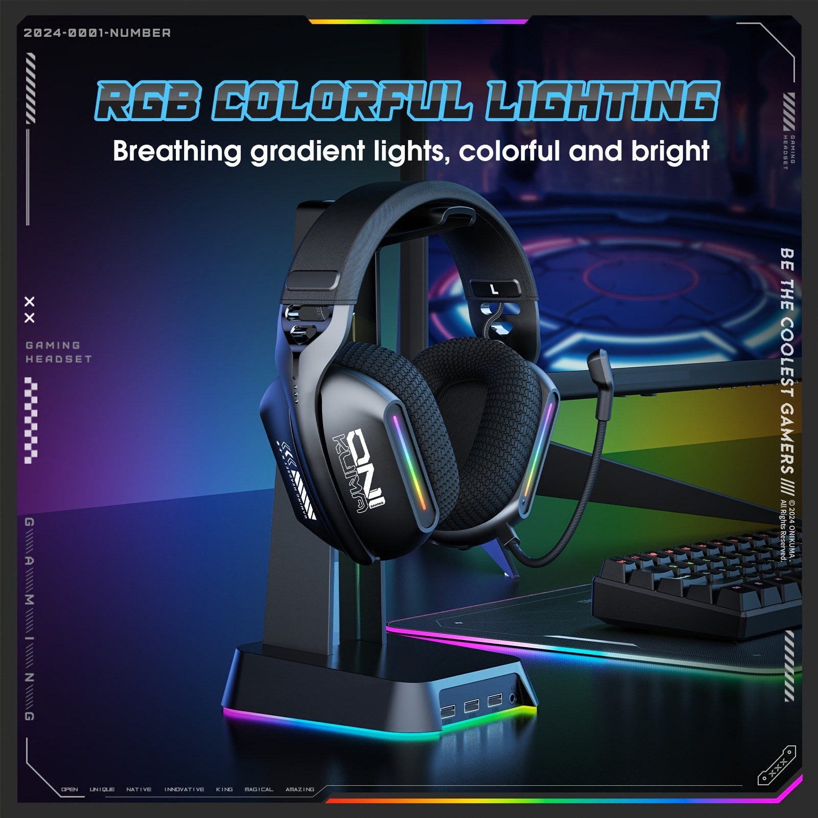 ONIKUMA GT808 Three Mode Wireless E-Sports Headset  Versatile Connectivity with Crystal Clear Sound