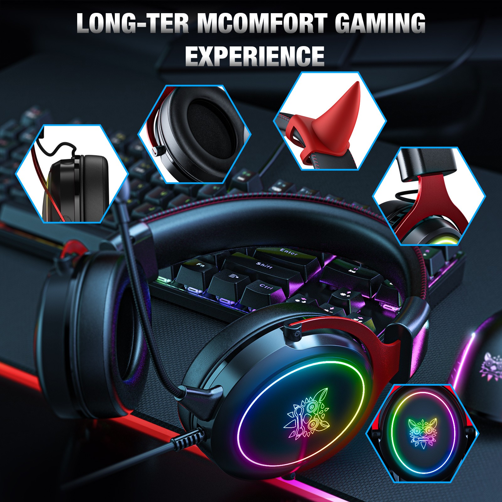 ONIKUMA Cat Ear Cute Gaming Earphones  Stylish, Comfortable, and Immersive Sound