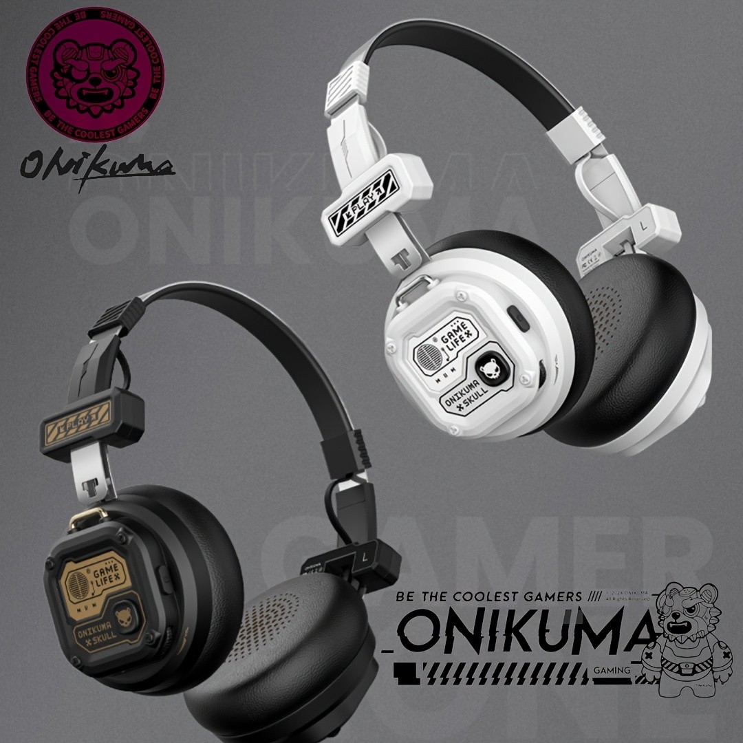 ONIKUMA Wireless Retro Headphones  50+ Hours Playback, Stylish 80's/90's Design with Noise-Canceling Feature