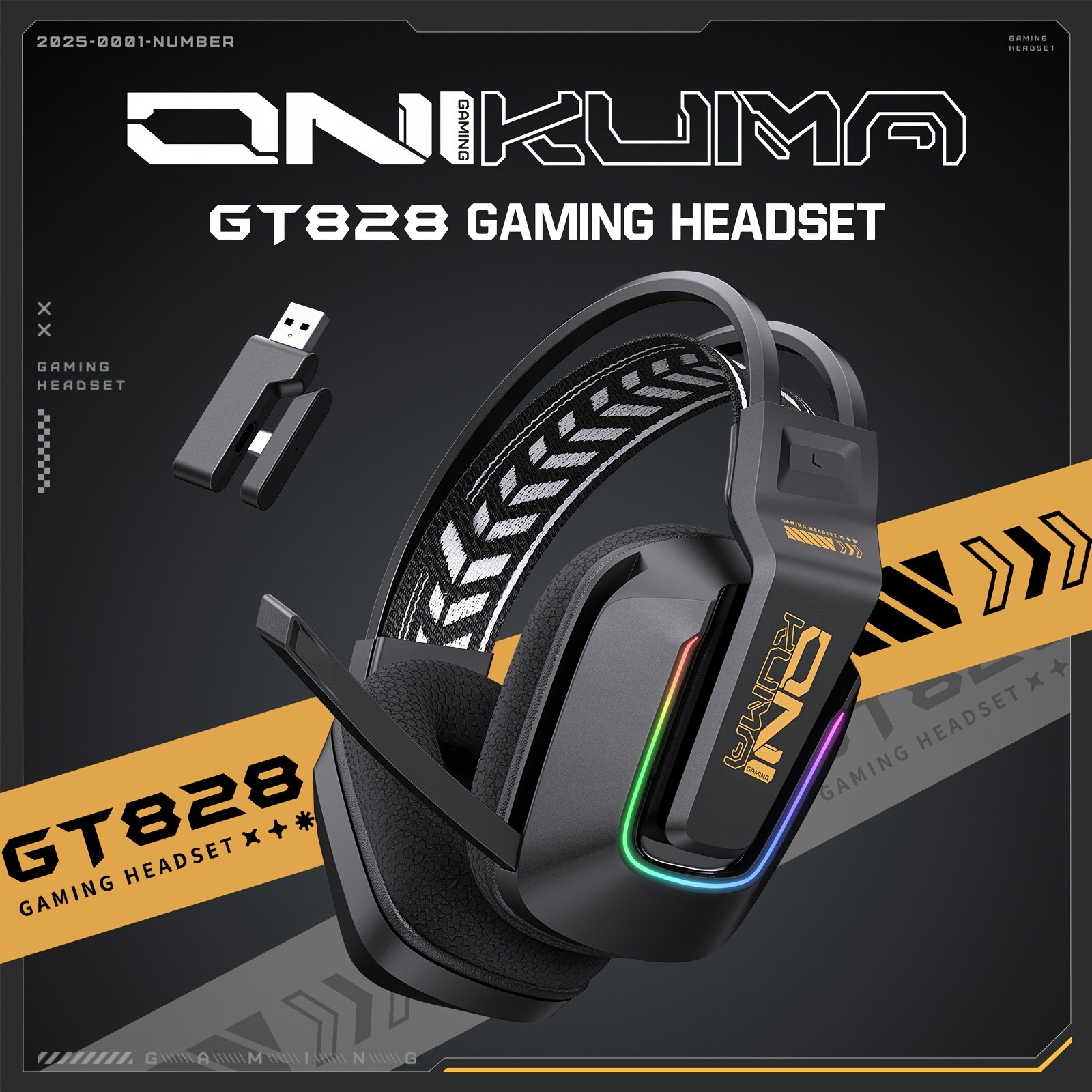 ONIKUMA Wireless Gaming Headset  7.1 Surround Sound, RGB Lighting, and Dual Wireless Connectivity