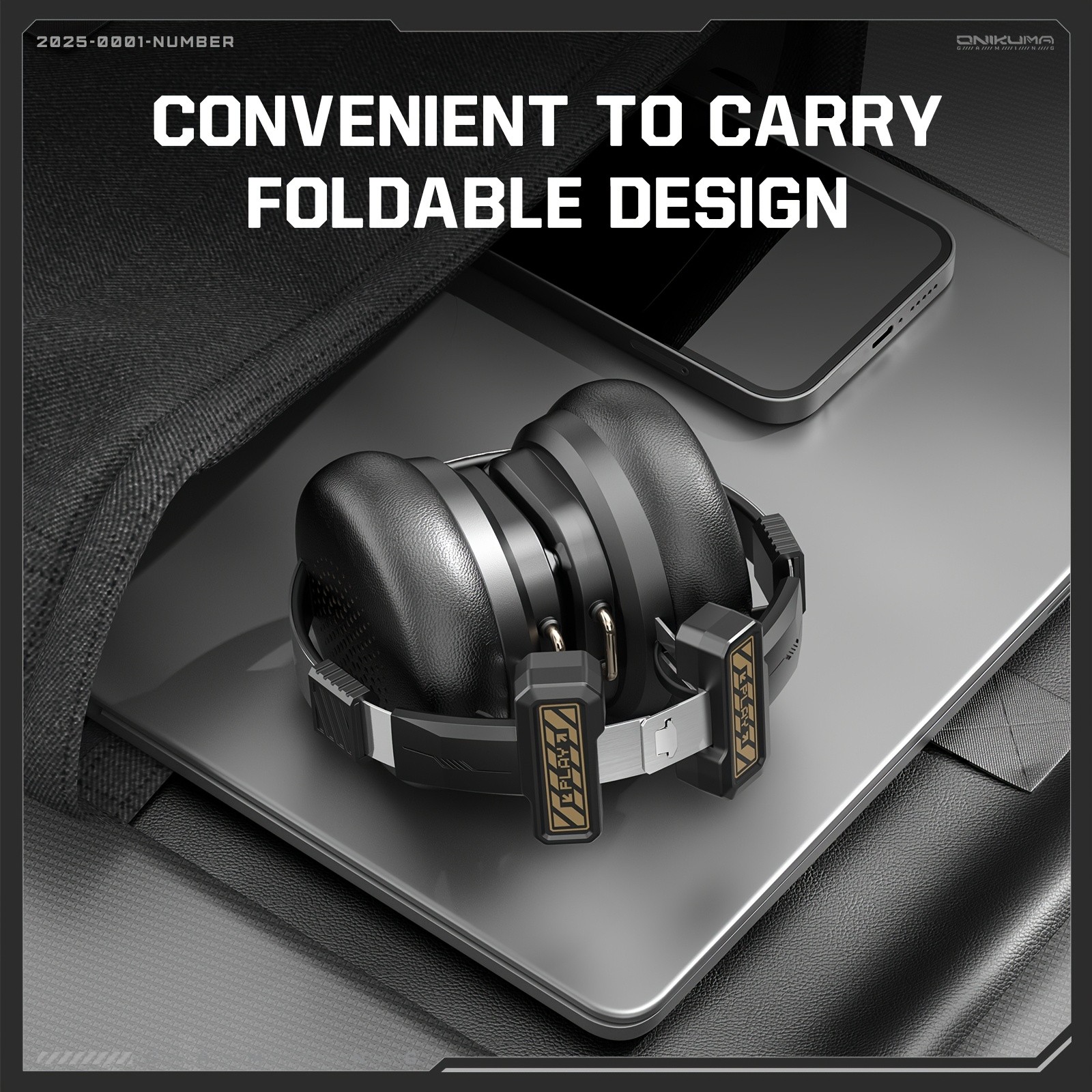 ONIKUMA Portable Foldable Wireless Headphones  Smart Noise Cancellation, Dual-Mode Connectivity, Stylish Design