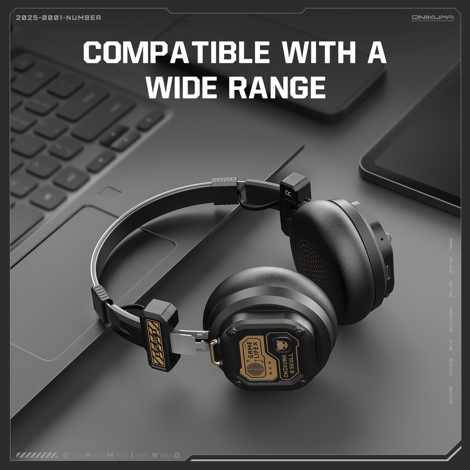 ONIKUMA Portable Foldable Wireless Headphones  Smart Noise Cancellation, Dual-Mode Connectivity, Stylish Design