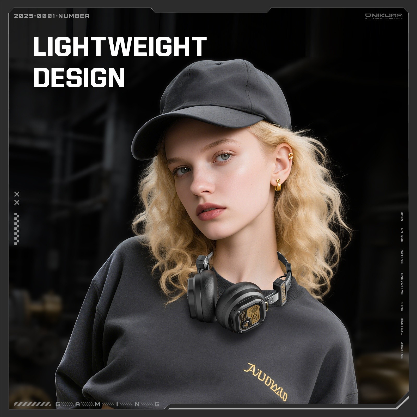 ONIKUMA Portable Foldable Wireless Headphones  Smart Noise Cancellation, Dual-Mode Connectivity, Stylish Design