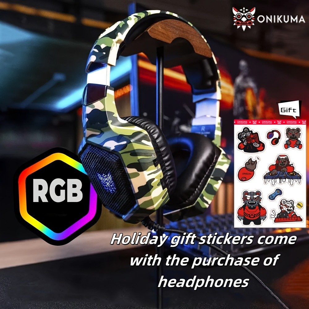 ONIKUMA Wired Gaming Headset  High-Definition Microphone, RGB Lighting, Immersive Sound for PS4, PS5, and PC