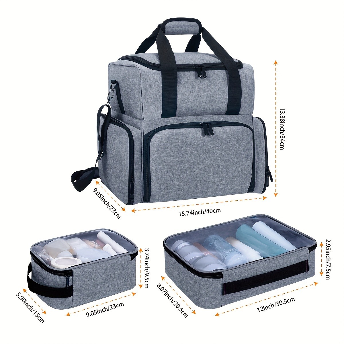 UOZL Large Capacity Travel Makeup Organizer with 3 Removable Pouches