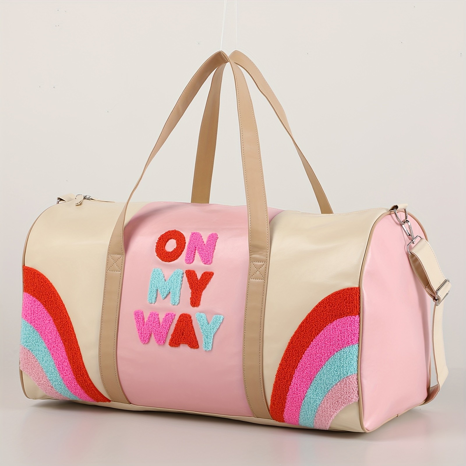 DANCURKEY Large Embroidery Capacity Travel Bag with Shoulder Strap