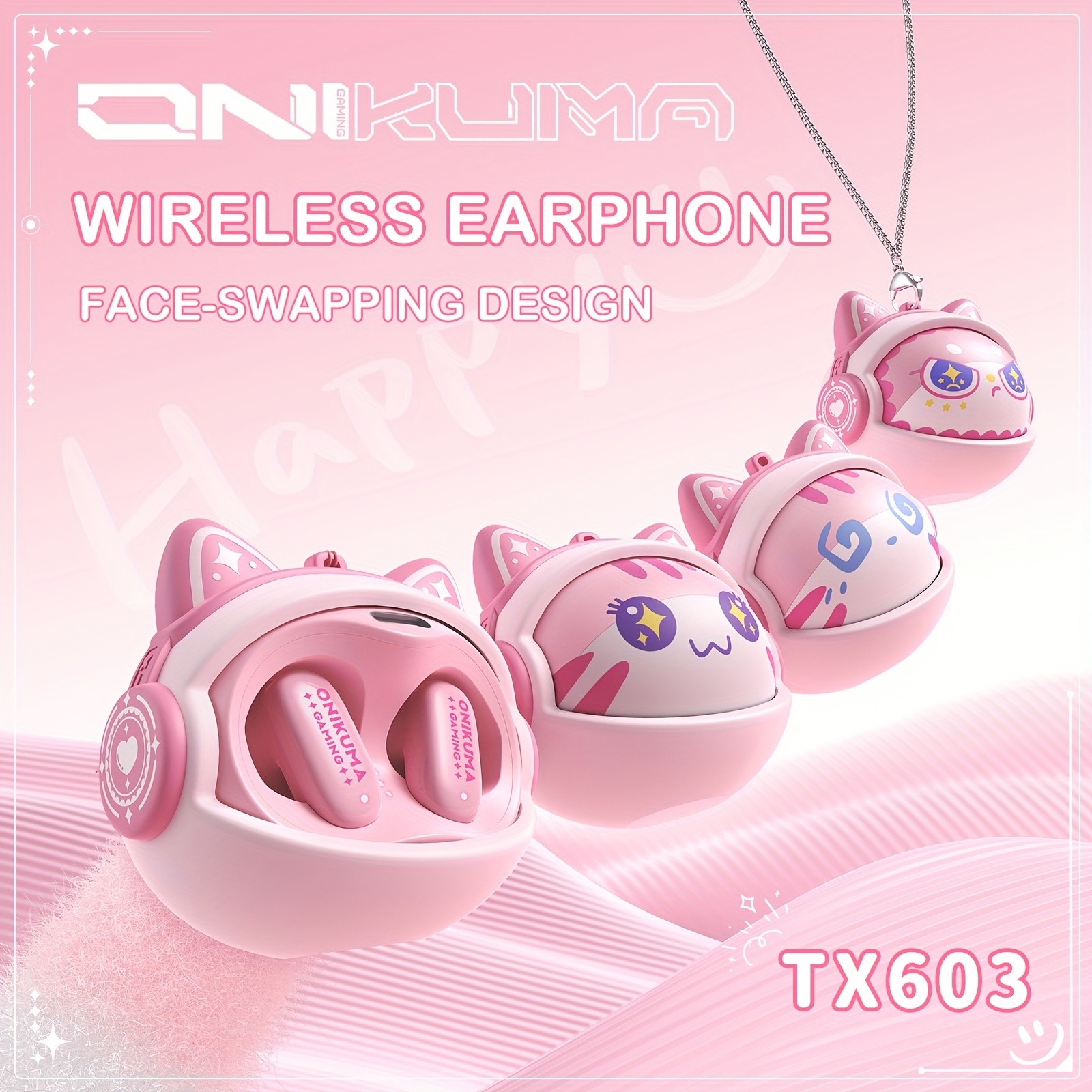 ONIKUMA TX603 New Face-Changing Wireless Headphones  Stylish, Touch Control, and Customizable Design