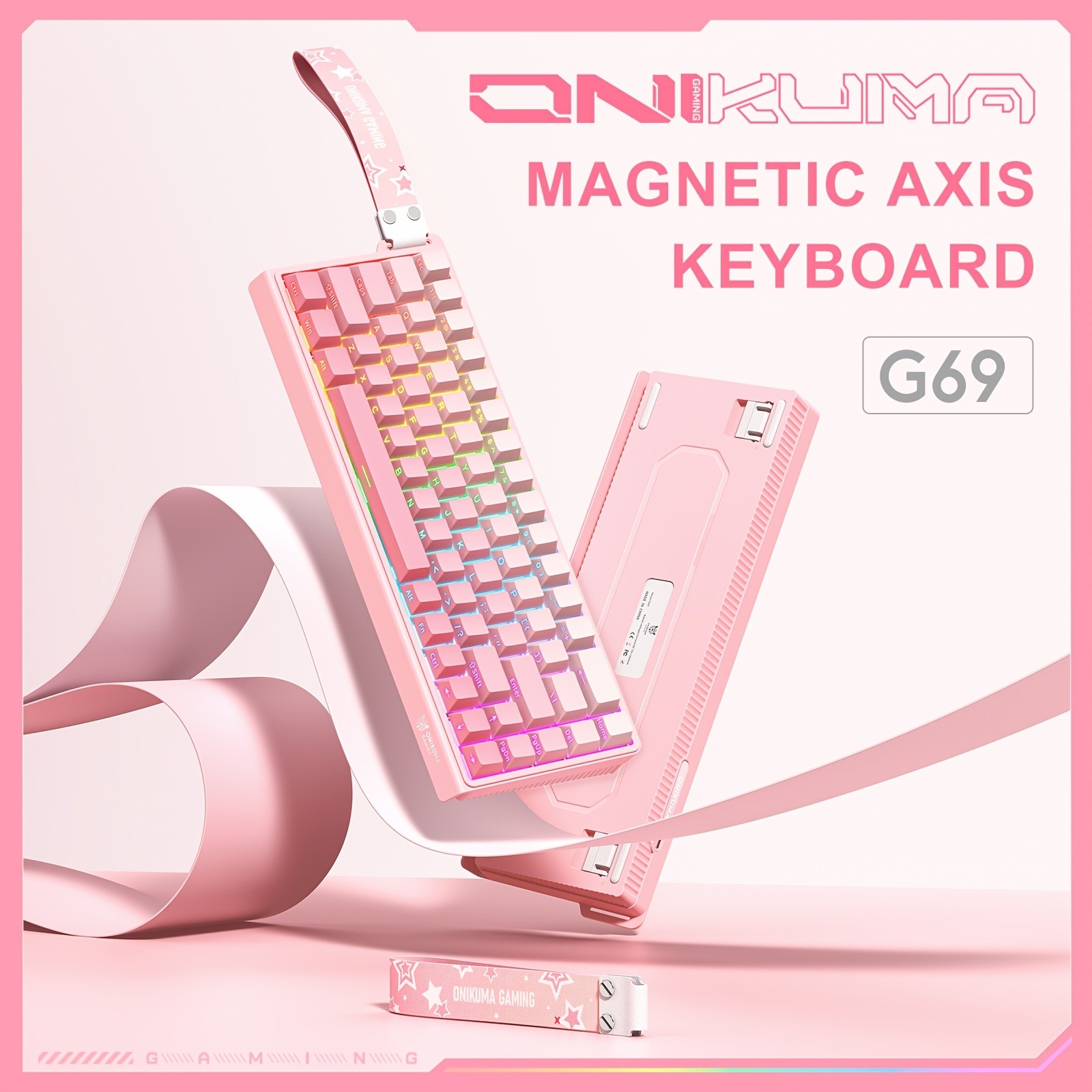 ONIKUMA PC Gaming Keyboard  68% Mechanical Design, Hall Effect Magnetic Switch, 8000Hz Polling Rate