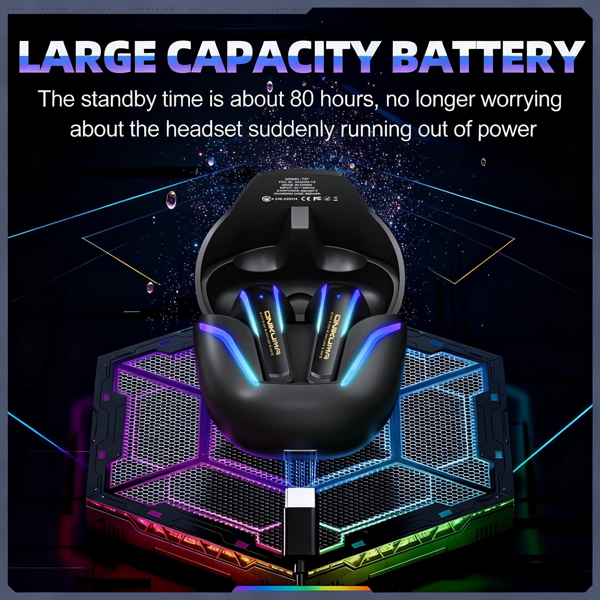 ONIKUMA Wireless Gaming Headset  Ultra-Low Latency, Precision 3D Sound, Enhanced Bass, LED Lighting