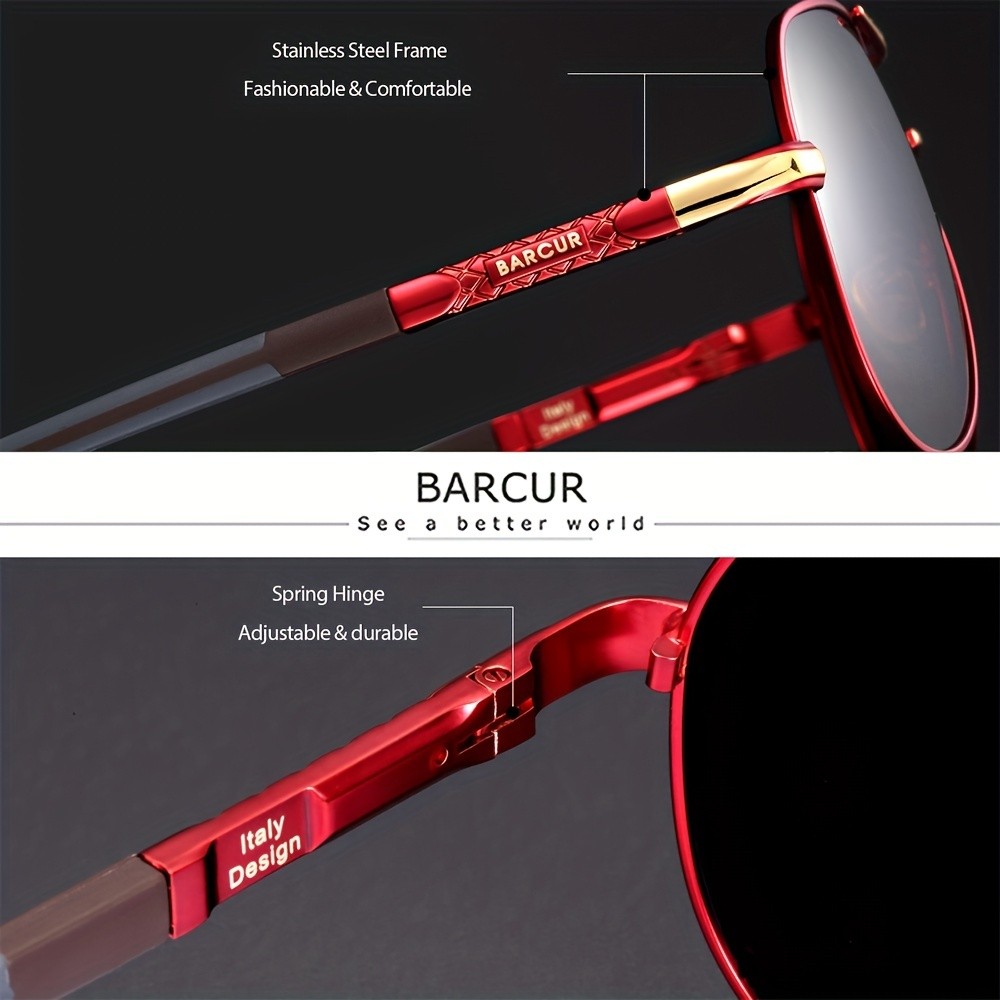 BARCUR Aluminum Retro Sunglasses for Men with Polarized Lenses