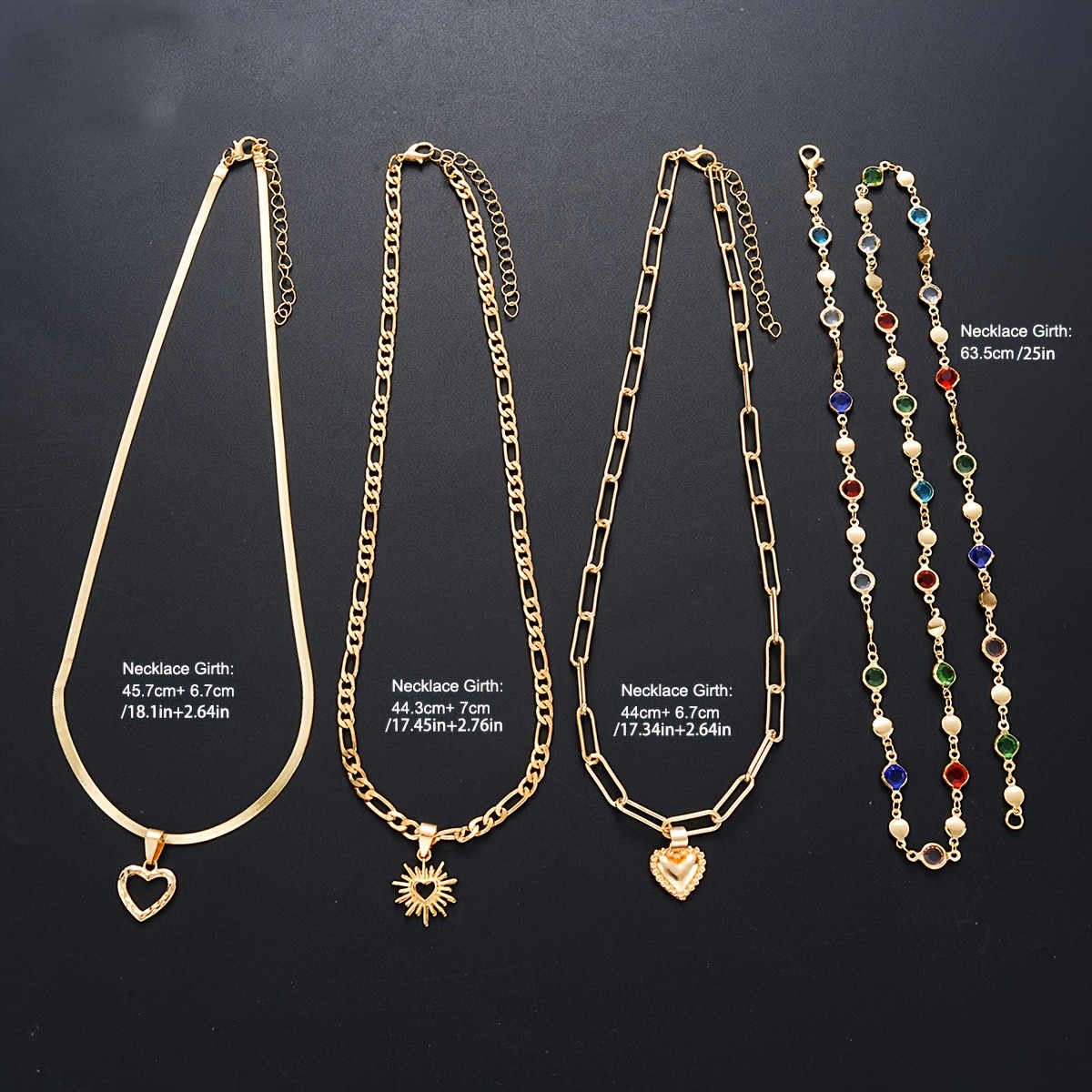 17 MILE 4pcs Rhinestone Love Sun Chain Necklace Set for Women