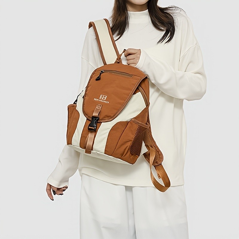 OGEHUAFEE Womens Lightweight Foldable Backpack  Casual Color Block Design, Adjustable Straps, Ideal for Travel & Shopping