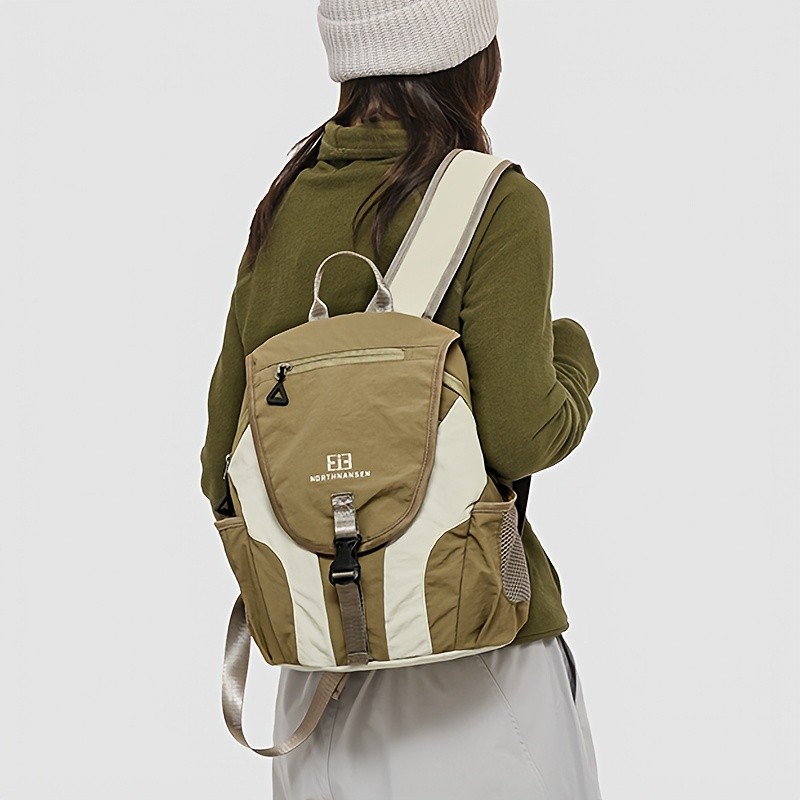 OGEHUAFEE Womens Lightweight Foldable Backpack  Casual Color Block Design, Adjustable Straps, Ideal for Travel & Shopping