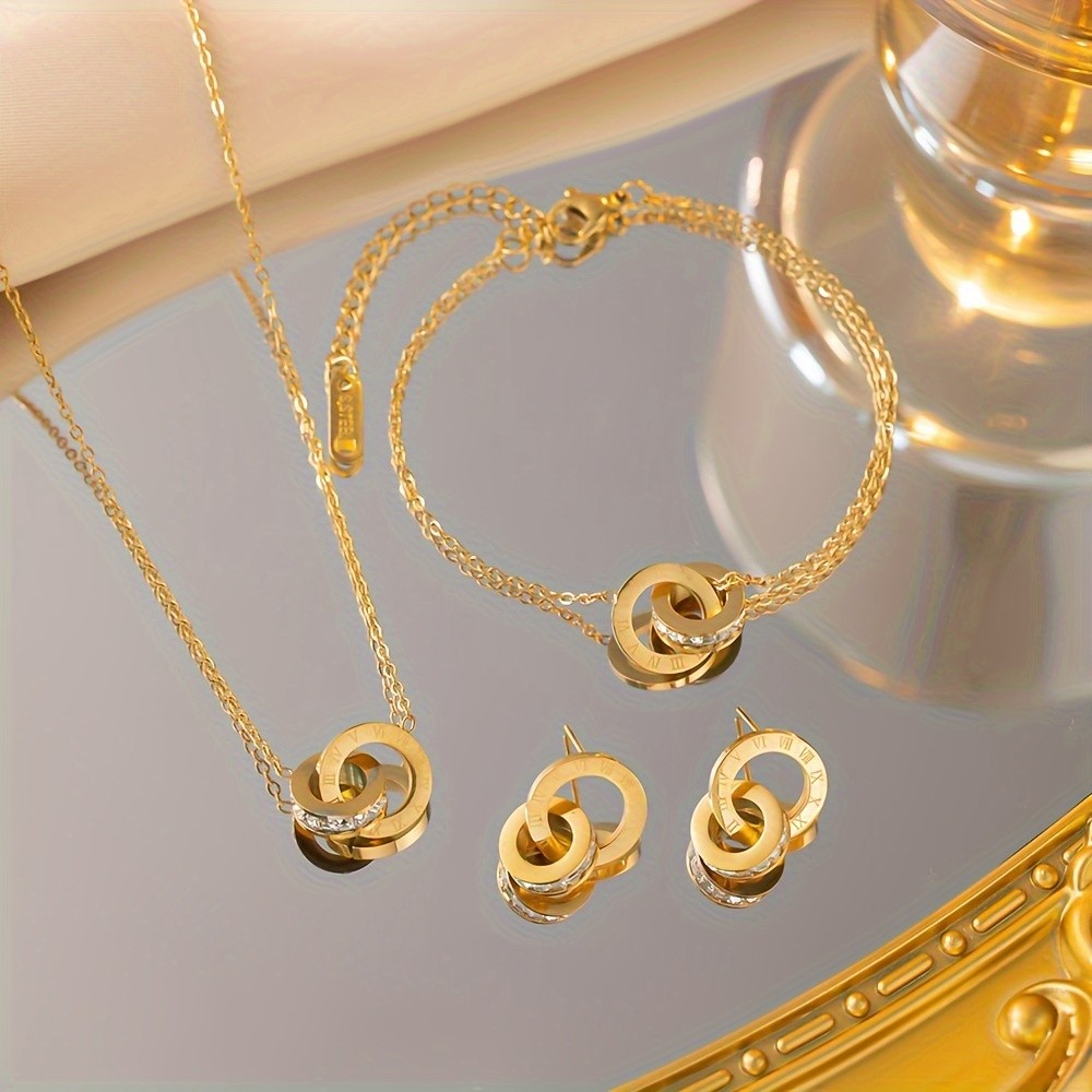 17 MILE Womens 3pcs Minimalist Interlocking Jewelry Set