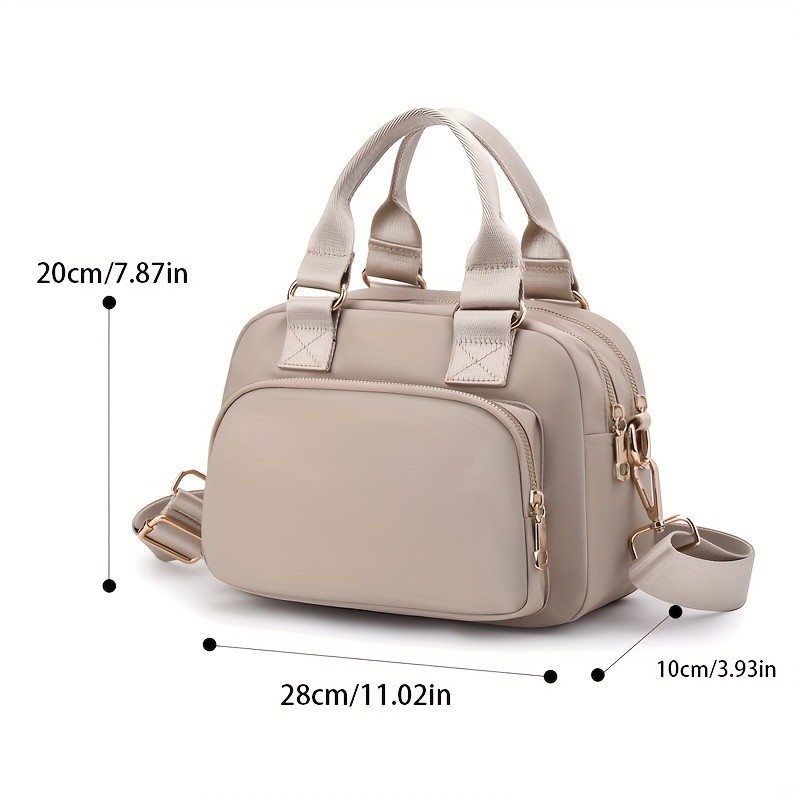 OGEHUAFEE Large Capacity Nylon Bag  Lightweight Travel Shoulder & Handbag with Removable Strap, Zipper Closure, Adjustable Straps, Casual Style