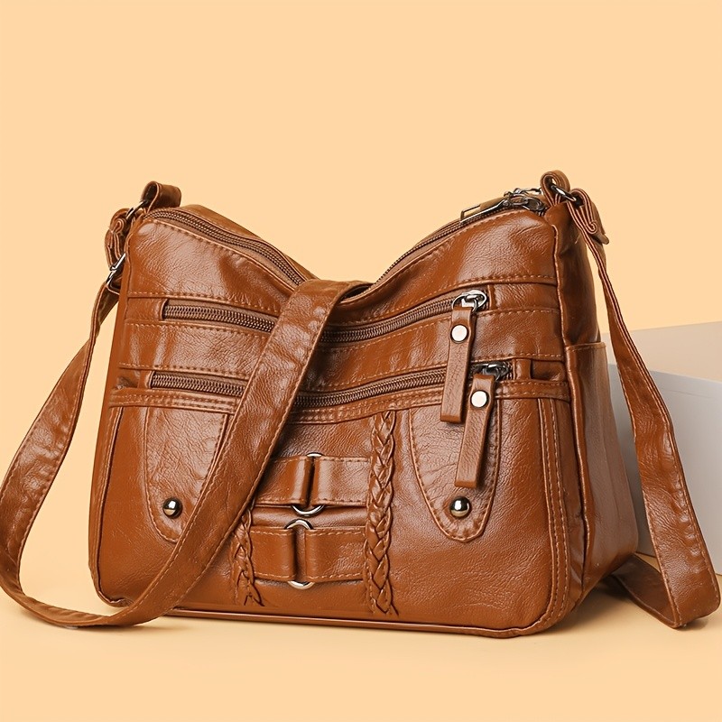 OGEHUAFEE PU Fashionable Womens Bag  Lightweight Crossbody & Shoulder Bag with Multi-Pockets, Double-Layer Main Bag