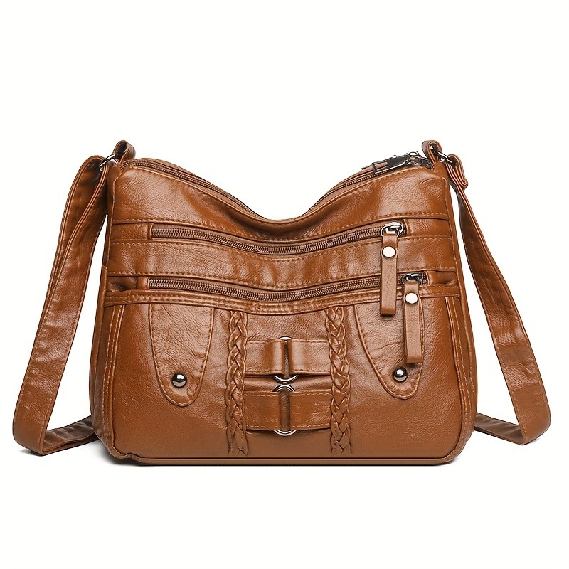 OGEHUAFEE PU Fashionable Womens Bag  Lightweight Crossbody & Shoulder Bag with Multi-Pockets, Double-Layer Main Bag