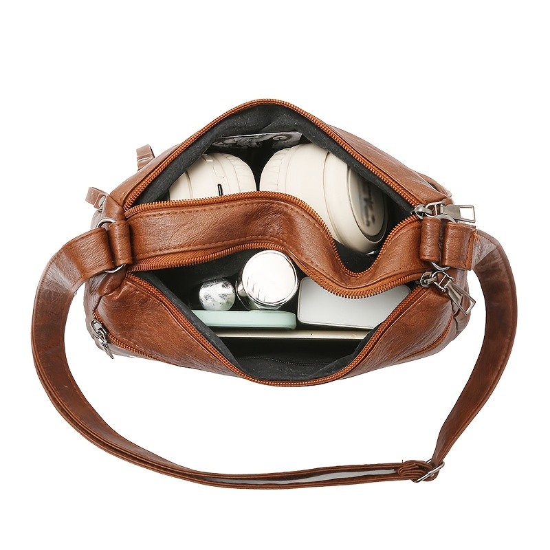 OGEHUAFEE PU Fashionable Womens Bag  Lightweight Crossbody & Shoulder Bag with Multi-Pockets, Double-Layer Main Bag