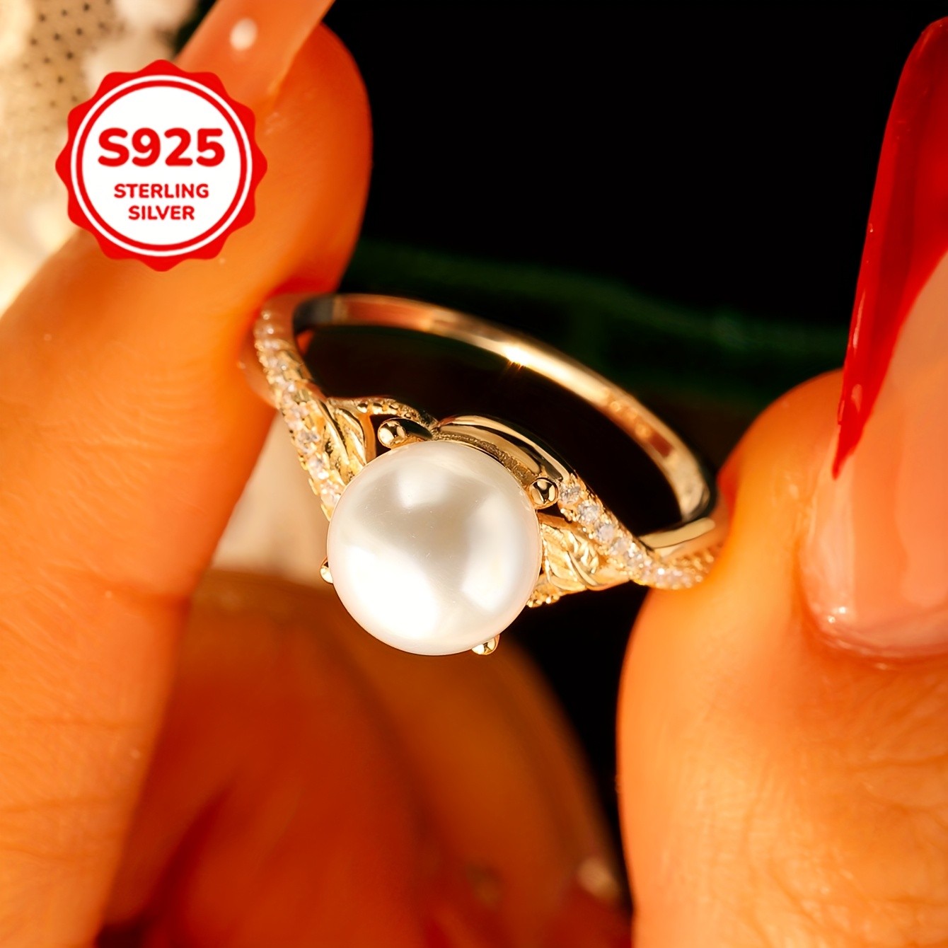 SIMILANKA Elegant Womens Cross Ring with Faux & Natural Stone Accents