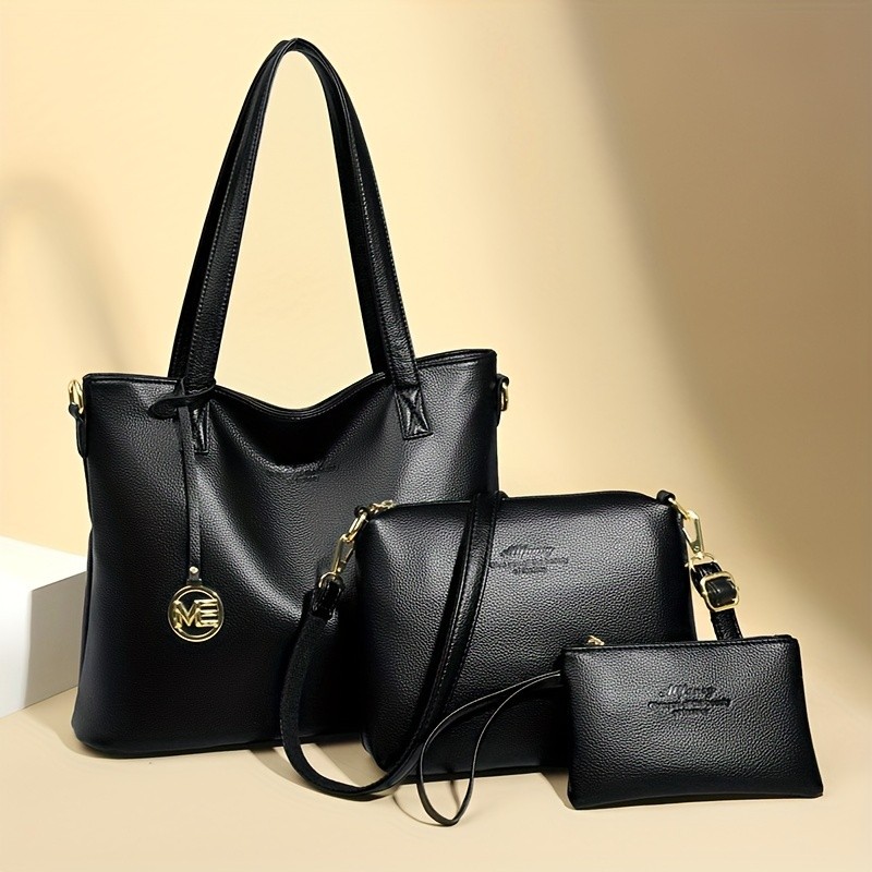 OGEHUAFEE High Quality Three-Piece Womens Handbag Set  Large Capacity PU Handbag, Ideal for Shopping, Parties, and Travel