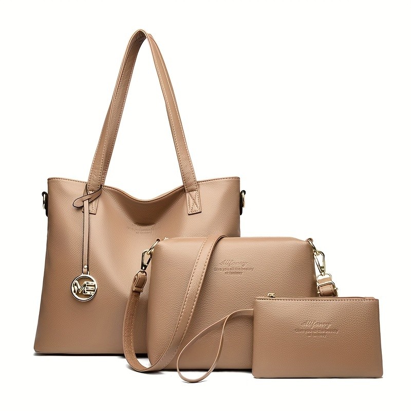 OGEHUAFEE High Quality Three-Piece Womens Handbag Set  Large Capacity PU Handbag, Ideal for Shopping, Parties, and Travel