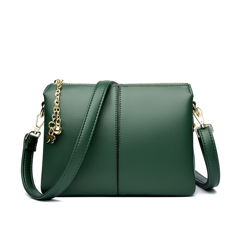 OGEHUAFEE Womens PU Small Square Crossbody Bag  3-Tier Detachable Strap, Tassel Charm, Zipper Closure