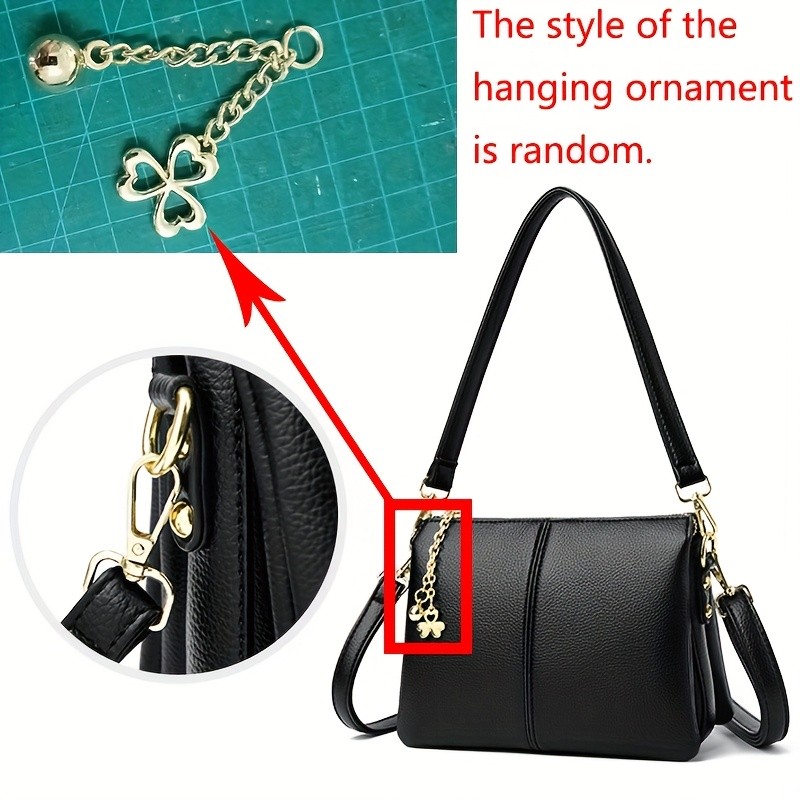 OGEHUAFEE Womens PU Small Square Crossbody Bag  3-Tier Detachable Strap, Tassel Charm, Zipper Closure