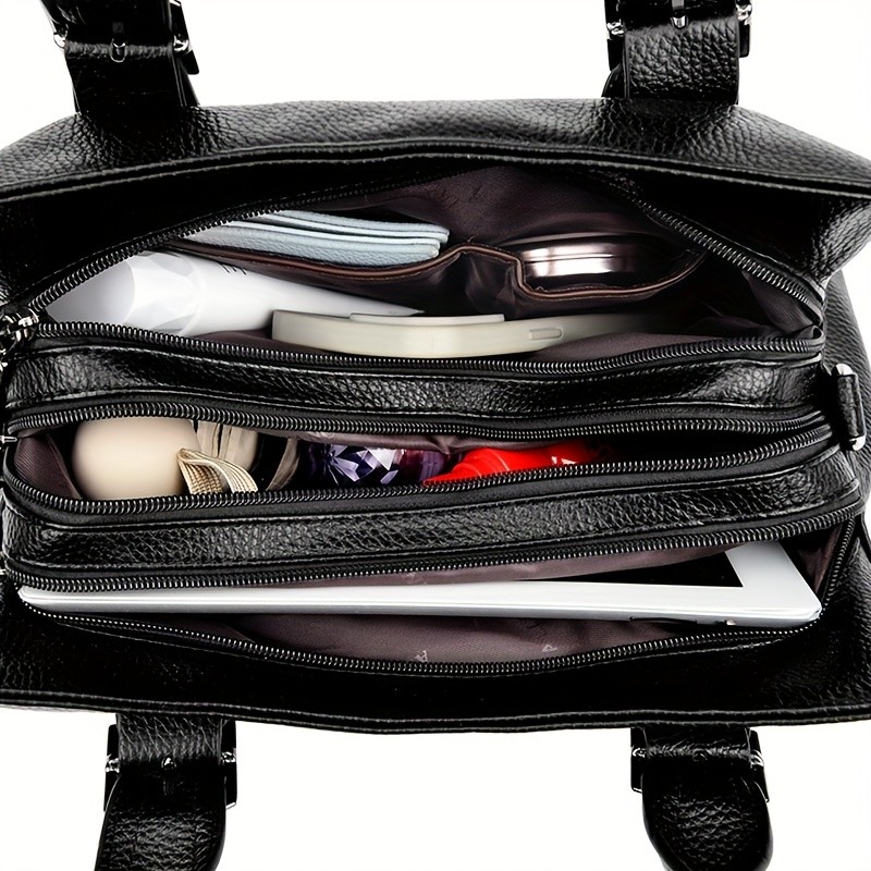 OGEHUAFEE Womens Large Capacity PU Handbag  Stylish Business Briefcase with Detachable Shoulder Strap