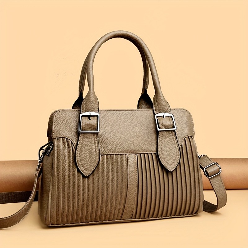 OGEHUAFEE Womens Large Capacity PU Handbag  Stylish Business Briefcase with Detachable Shoulder Strap