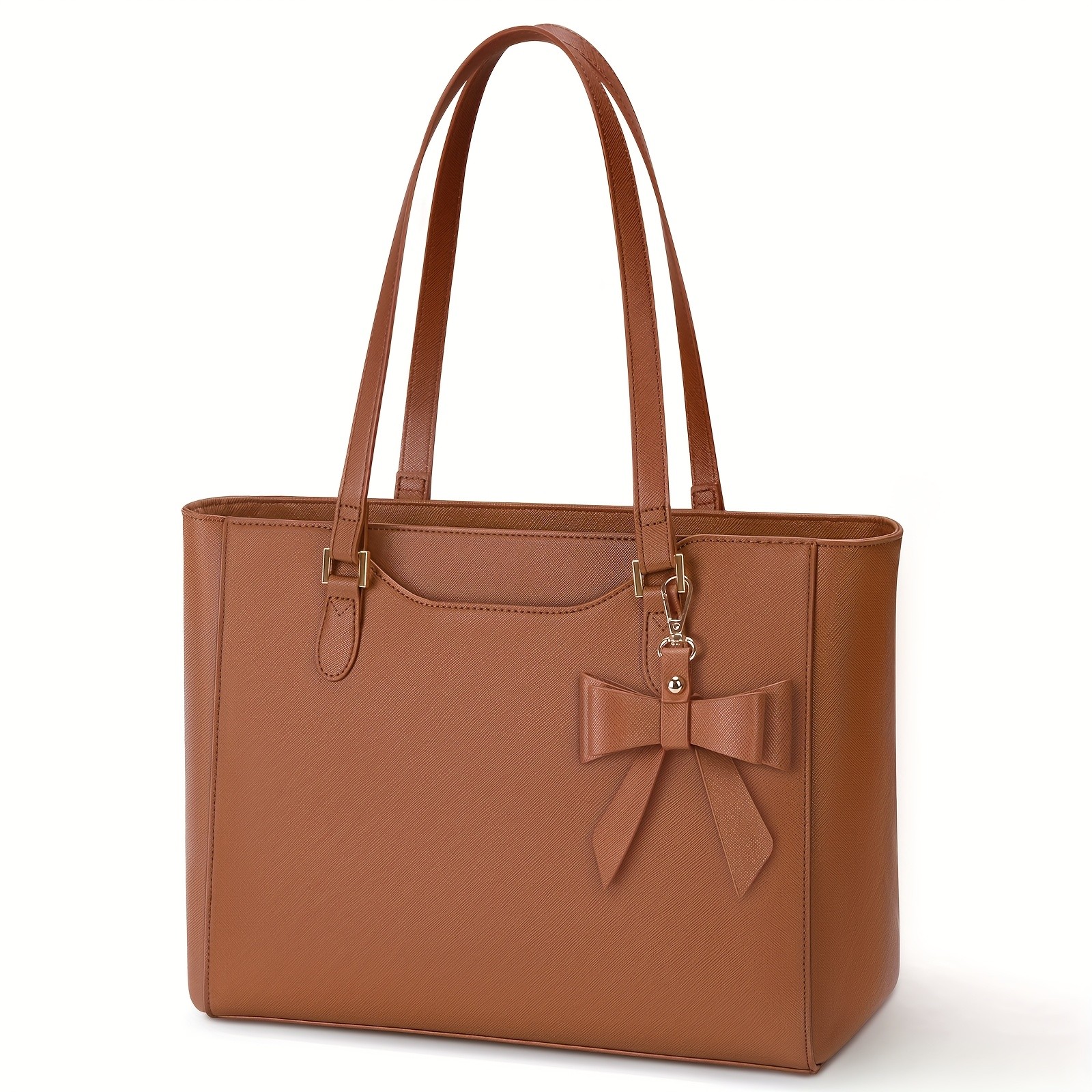 KTMOUW Laptop Bags for Women Large Capacity Tote Bag, Job Hunting, A4 Support, Self-Supporting Design, Formal Shoulder Bag with Bow Tie