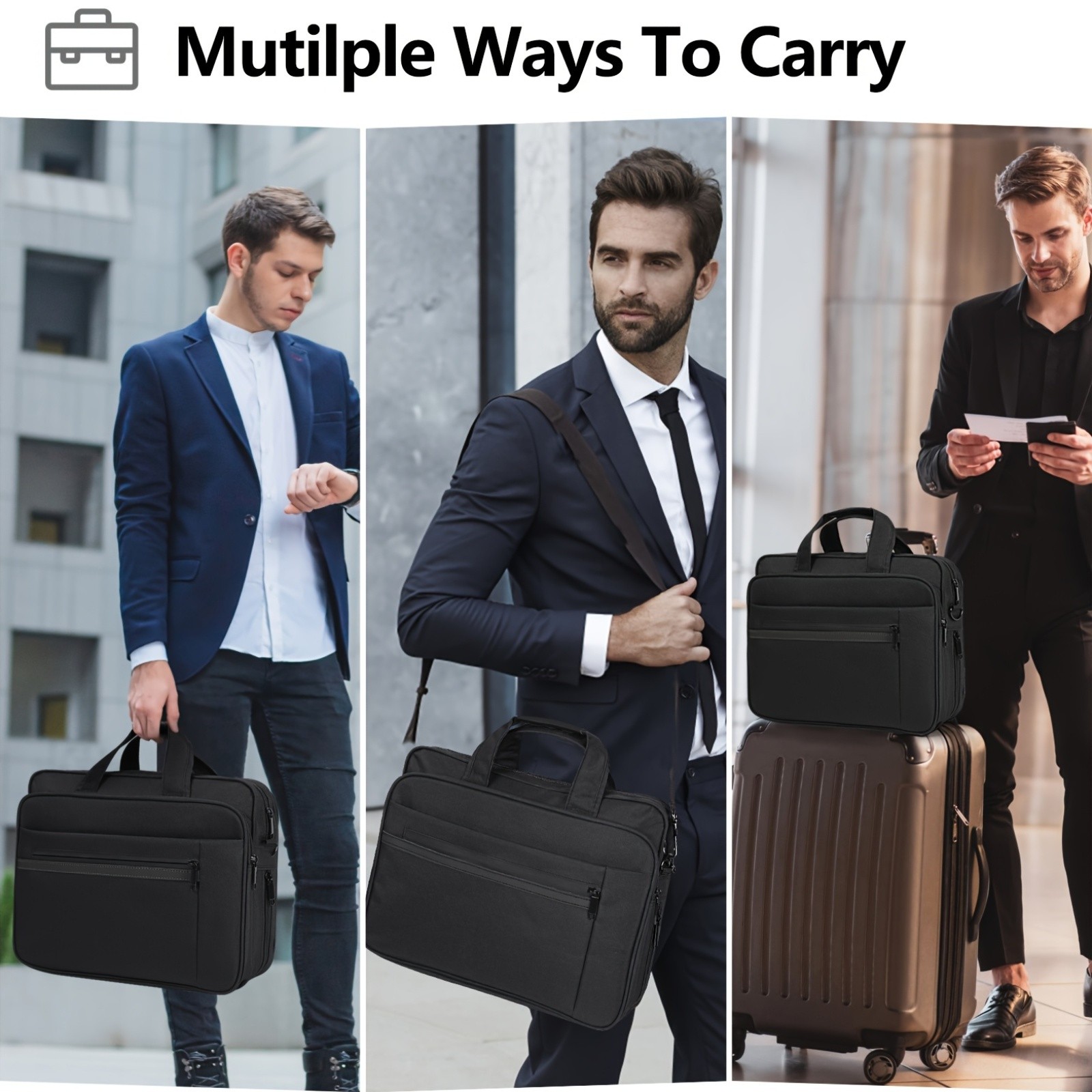 KTMOUW Laptop Briefcase for 15.6-inch Devices Expandable Messenger Bag, Multiple Compartments, TSA-Compliant Design, Ideal for Business & Travel