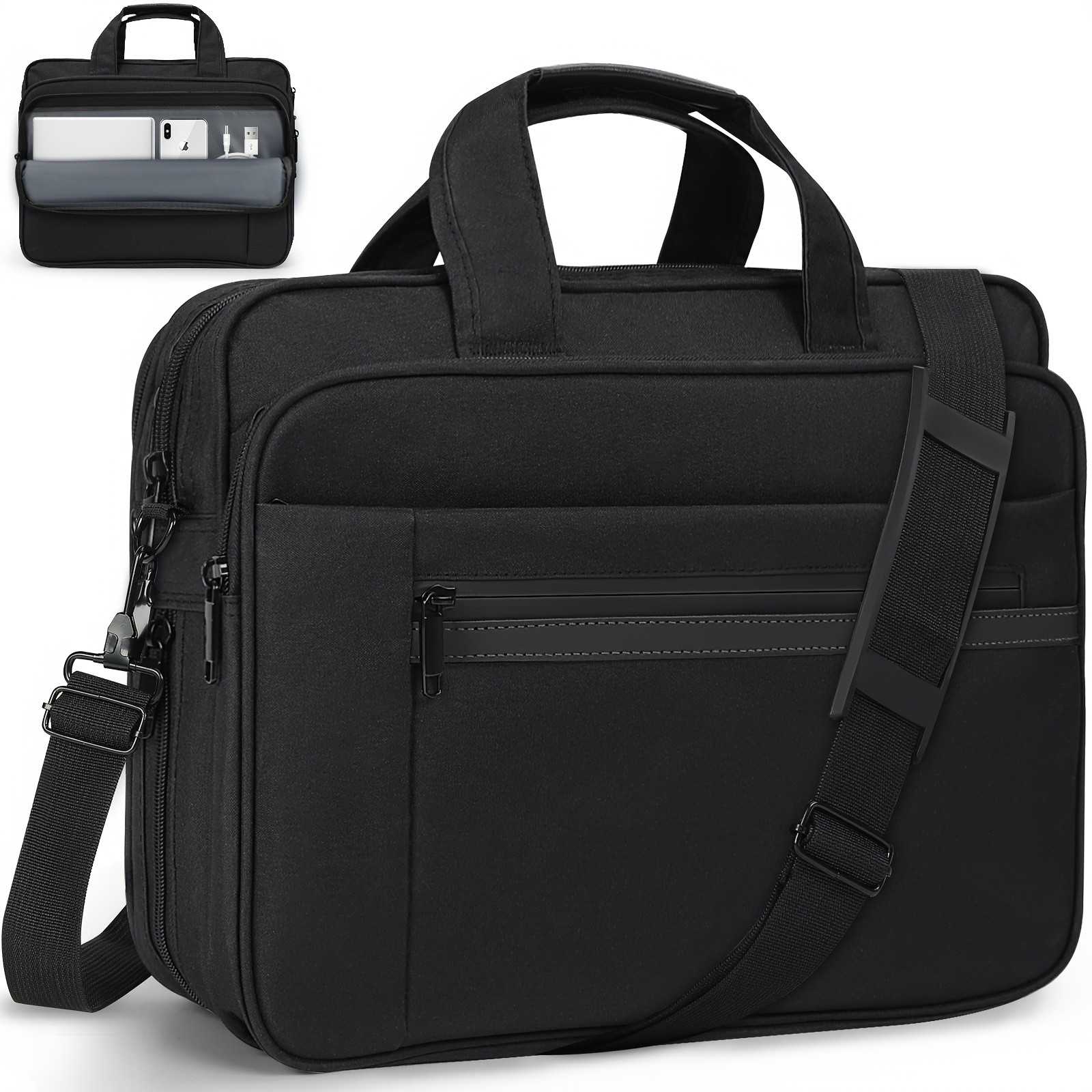 KTMOUW Laptop Briefcase for 15.6-inch Devices Expandable Messenger Bag, Multiple Compartments, TSA-Compliant Design, Ideal for Business & Travel