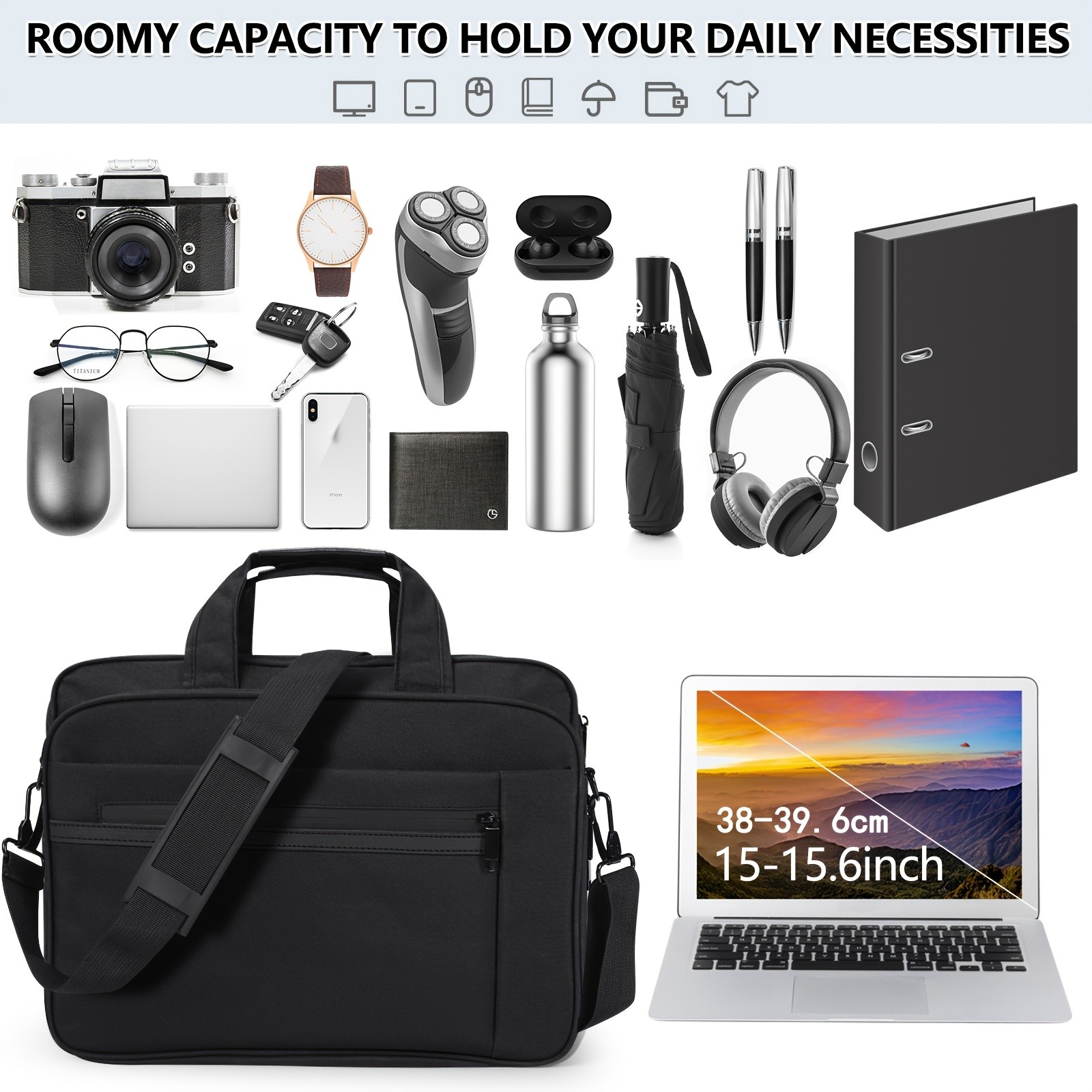 KTMOUW Laptop Briefcase for 15.6-inch Devices Expandable Messenger Bag, Multiple Compartments, TSA-Compliant Design, Ideal for Business & Travel