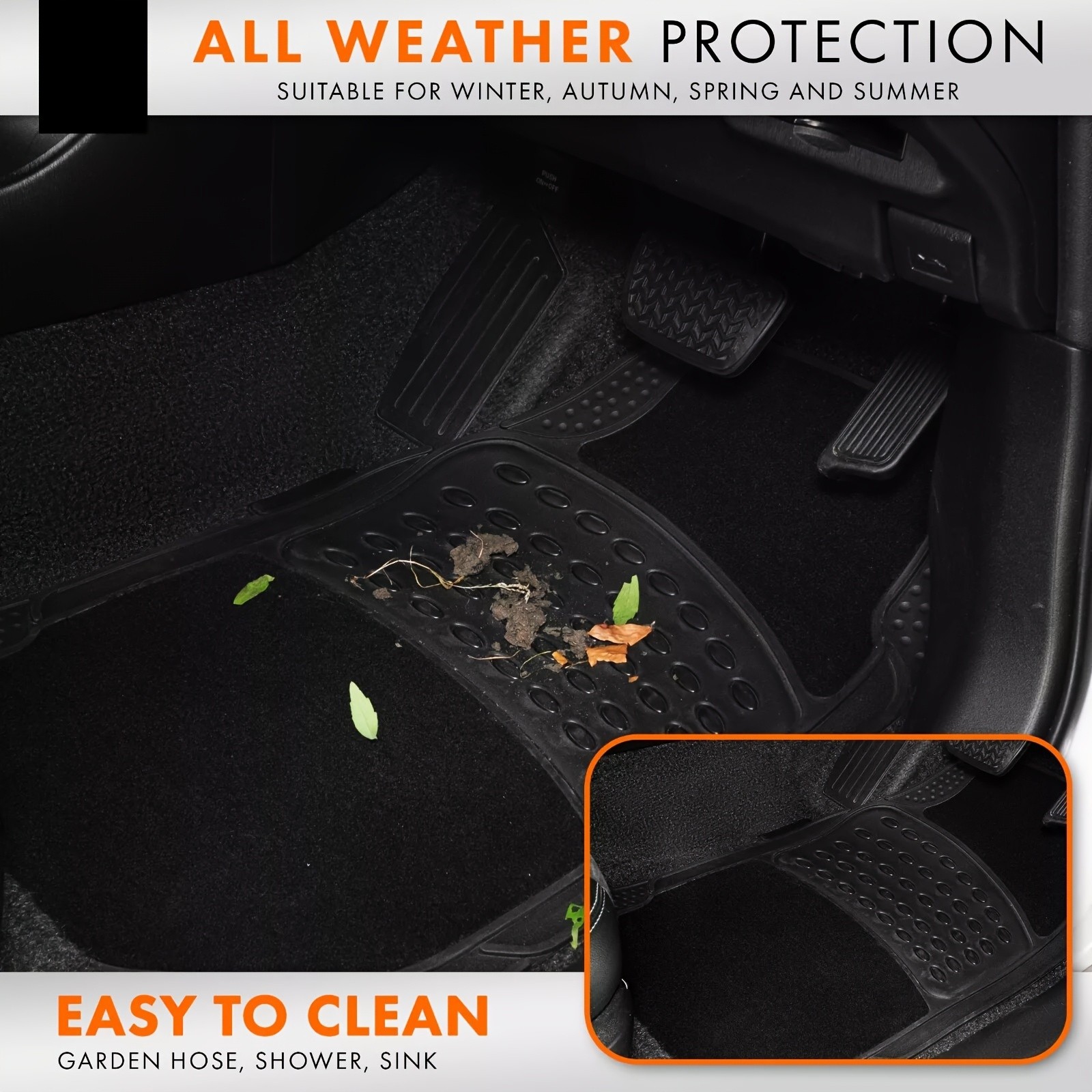 KTMOUW Universal Car Floor Mats Waterproof & Durable Rubber Mats for Cars, SUVs, Trucks, and Vans