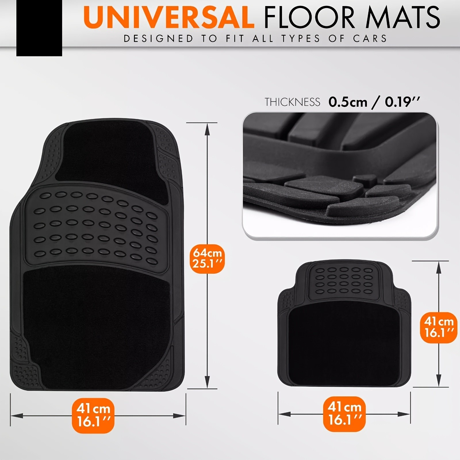 KTMOUW Universal Car Floor Mats Waterproof & Durable Rubber Mats for Cars, SUVs, Trucks, and Vans
