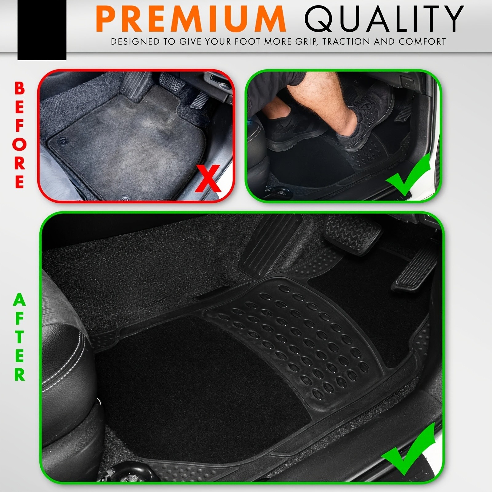 KTMOUW Universal Car Floor Mats Waterproof & Durable Rubber Mats for Cars, SUVs, Trucks, and Vans