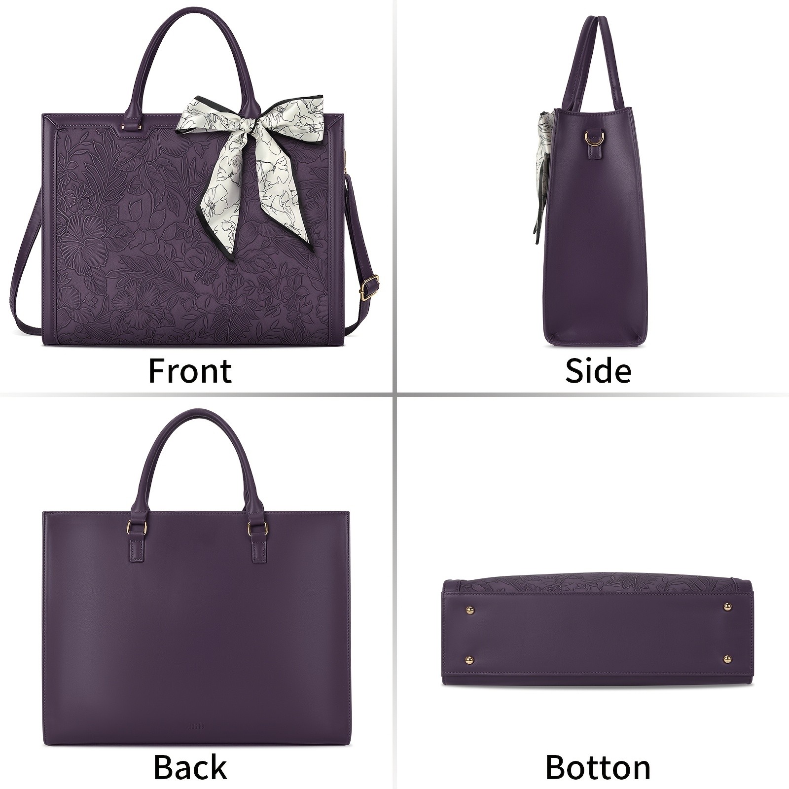 KTMOUW Laptop Bag for Women  39.62 cm Tote, PU Computer Business Briefcase, Large Capacity Shoulder Handbag