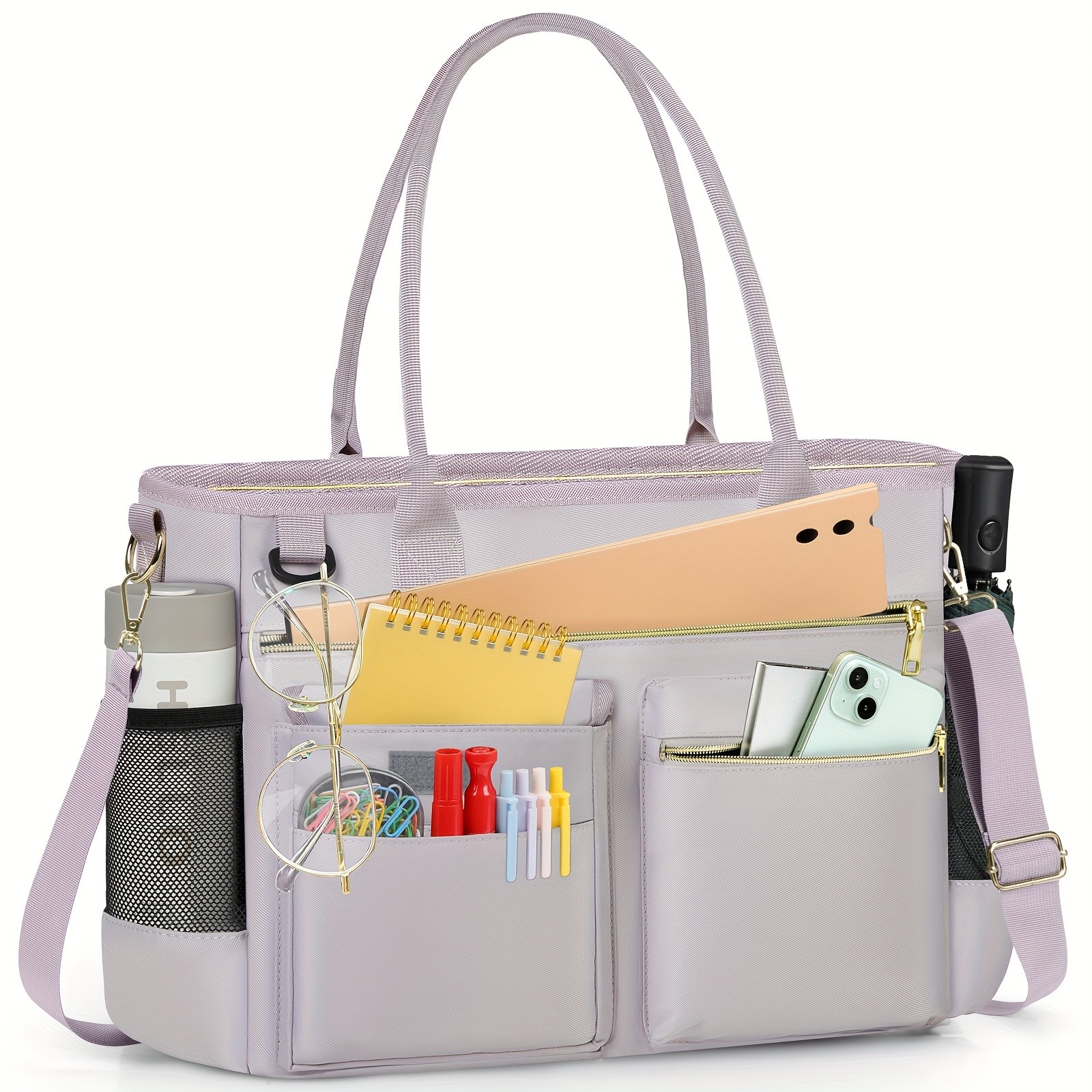 KTMOUW Laptop Bag for Women Stylish Dark Green Tote, Adjustable Strap, Zipper Closure, Ideal for Teachers & Professionals