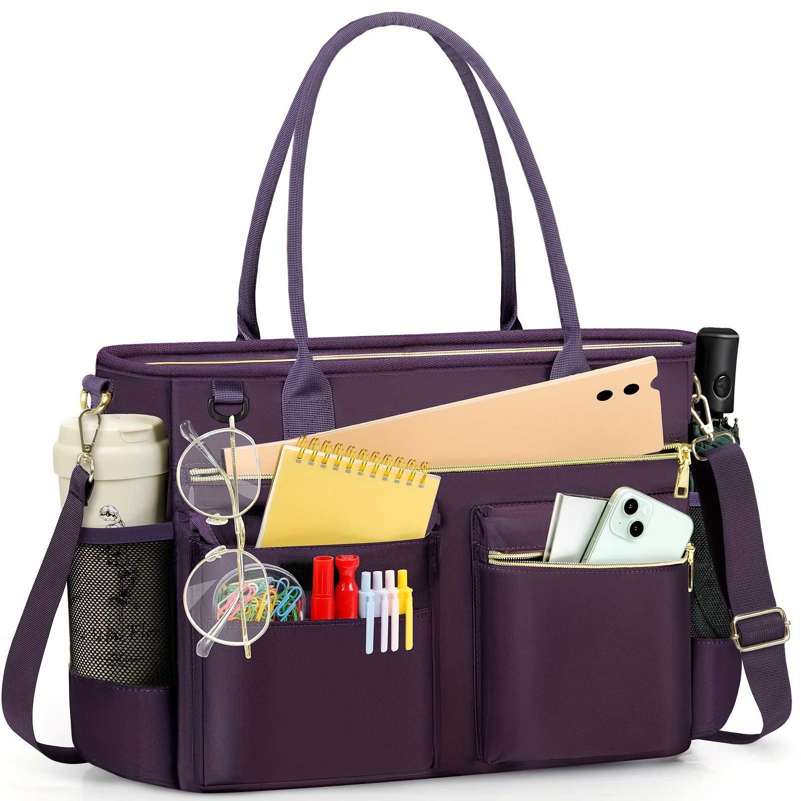 KTMOUW Laptop Bag for Women Stylish Dark Green Tote, Adjustable Strap, Zipper Closure, Ideal for Teachers & Professionals