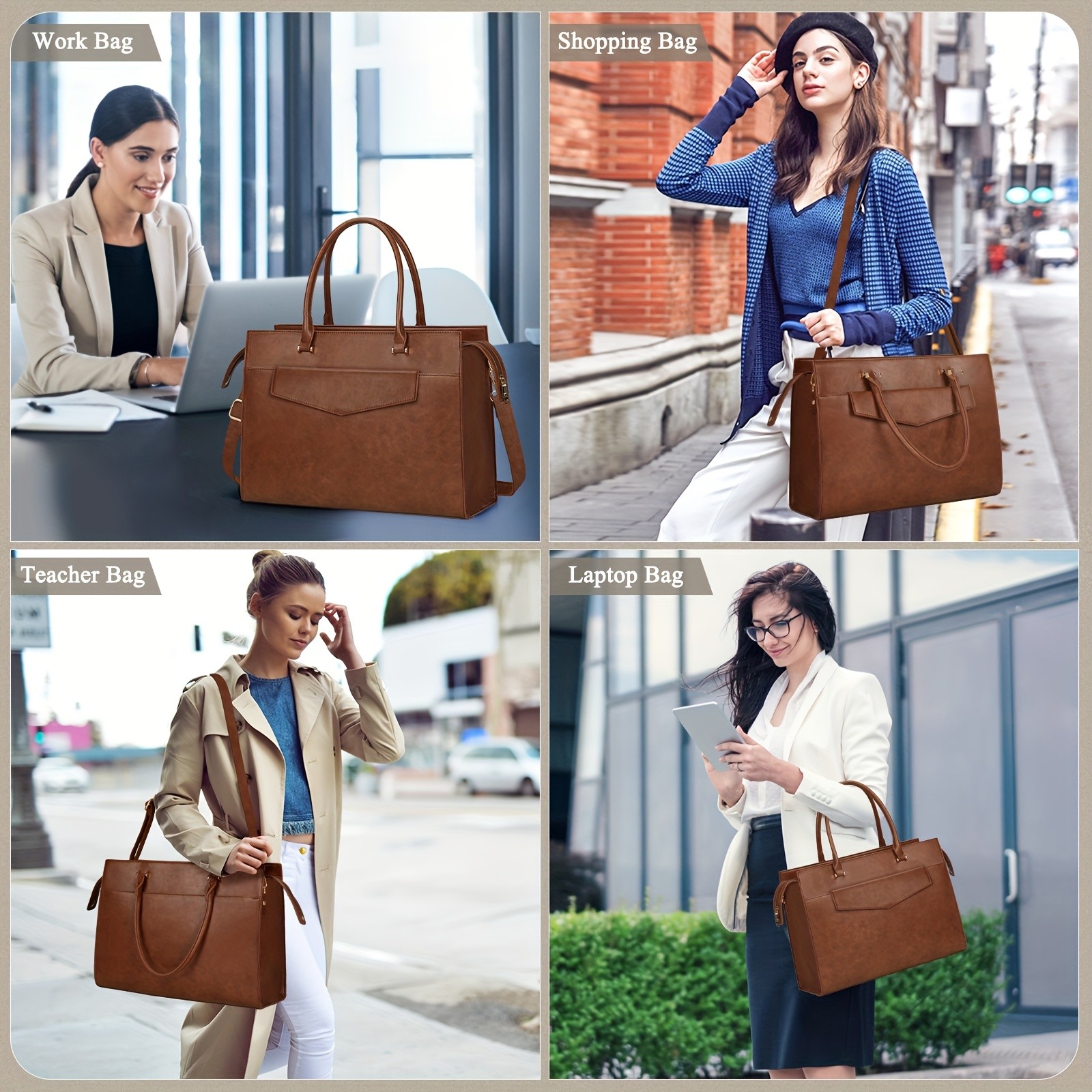 KTMOUW Laptop Bag for Women  39.62 cm PU Leather Tote Bag 2pcs Set  Professional Work Bag with Clutch Purse, Large Office Computer Bag, Teacher Bag